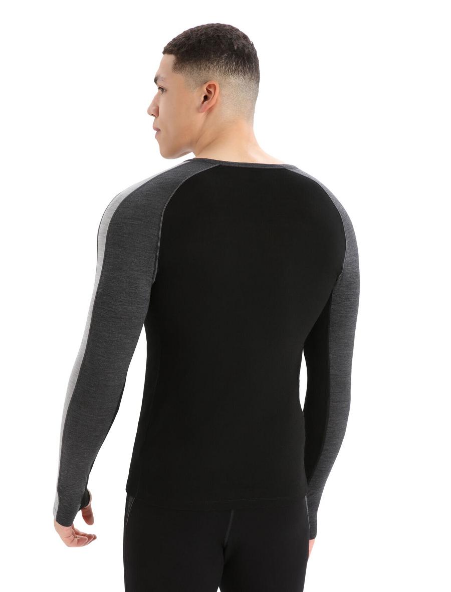 Base Layers Icebreaker 200 ZoneKnit™ Merino Long Sleeve Crewe Męskie Czarne | PL 1620ILHS